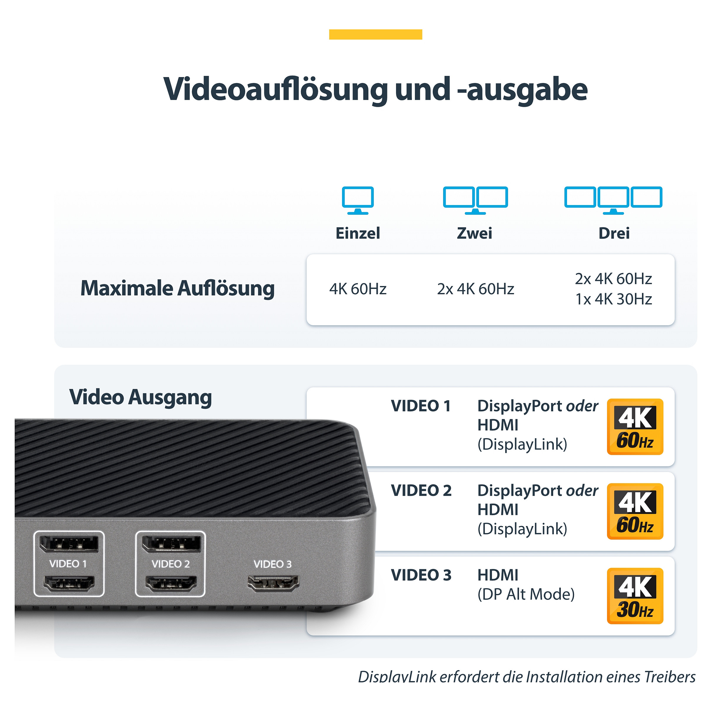 Docking Station Triple Monitor StarTech / 3xUSB-A / 2xUSB-C / 3xHDMI / 2xDisplayPort – Gri / Argjend - 18