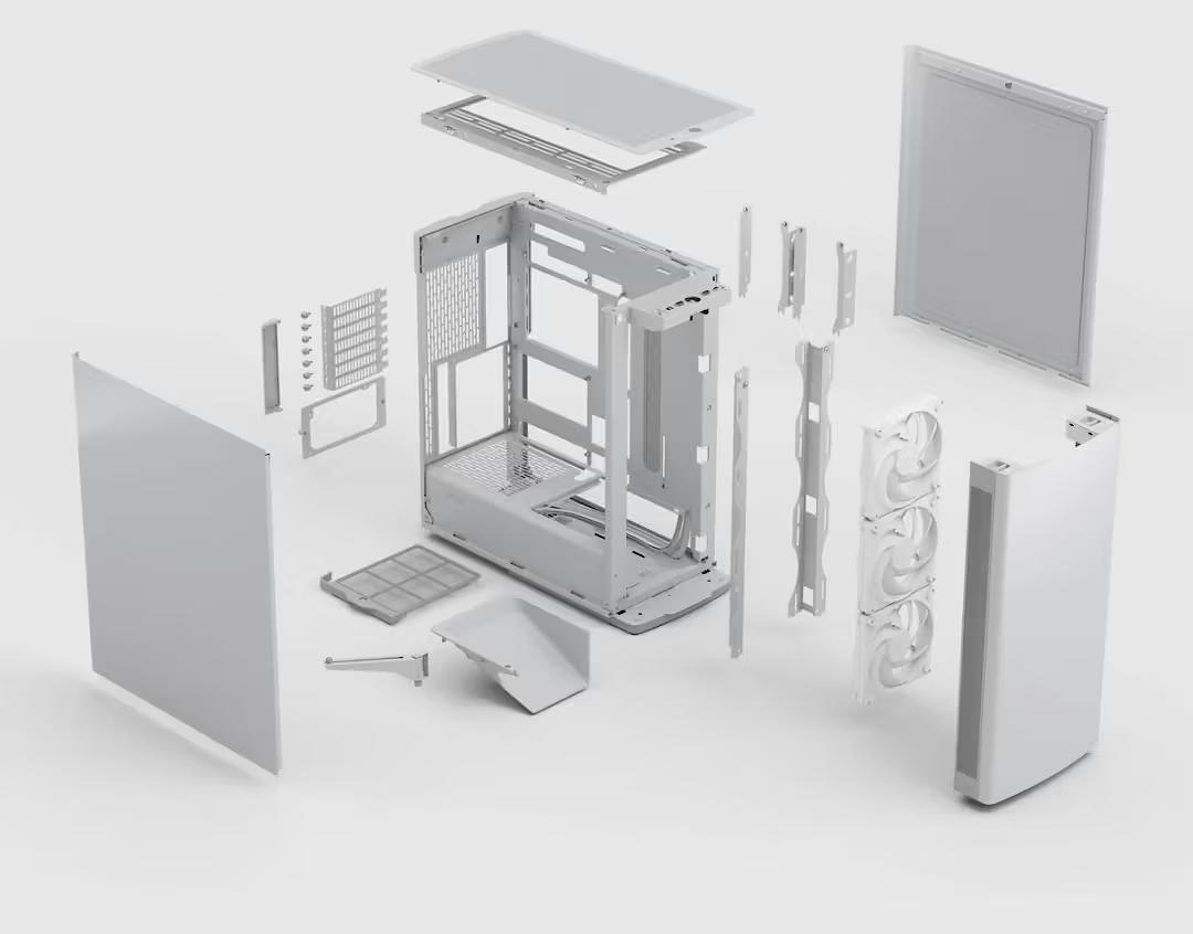 Kasë Fractal Design Define One, Mid-Tower, ATX, 3x Momentum 14, USB Type-C 20Gbps - Bardhë - 5