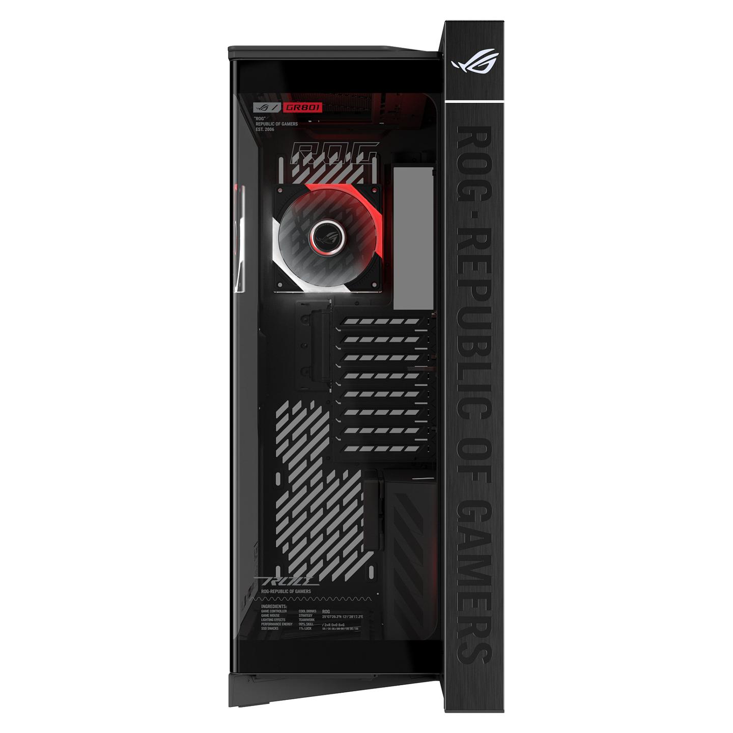 Kasë ASUS ROG CRONOX GR801 CURVE TG ARGB / Big-Tower / Xham i Temperuar / 4x120mm ARGB / EATX – Zezë - 4