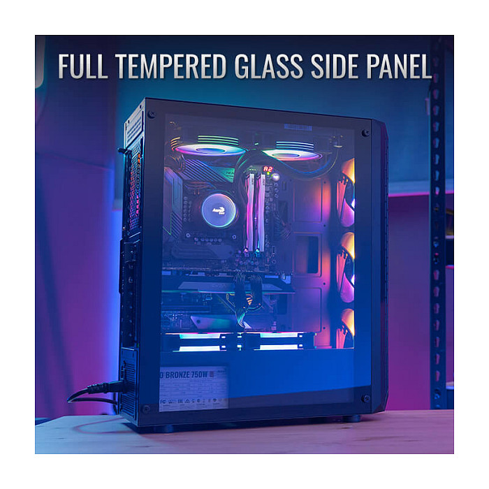 Kasë PC Aerocool Beam-G / Mini Tower / ATX / 1x 120mm Fan / Tempered Glass - Zezë - 13