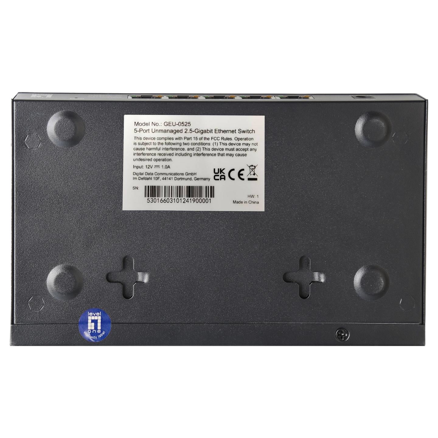 Switch LevelOne GEU-0525, 5x 2.5GbE RJ45, Switching Capacity 25Gbps, Jumbo Frames 15KB, Fanless - Zezë - 5
