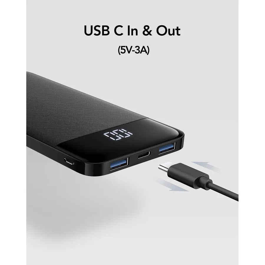 Powerbank CHARMAST W1056 / 10000mAh / 5V 3A / USB-C / USB-A / Micro-USB / LED Display - Zezë - 4