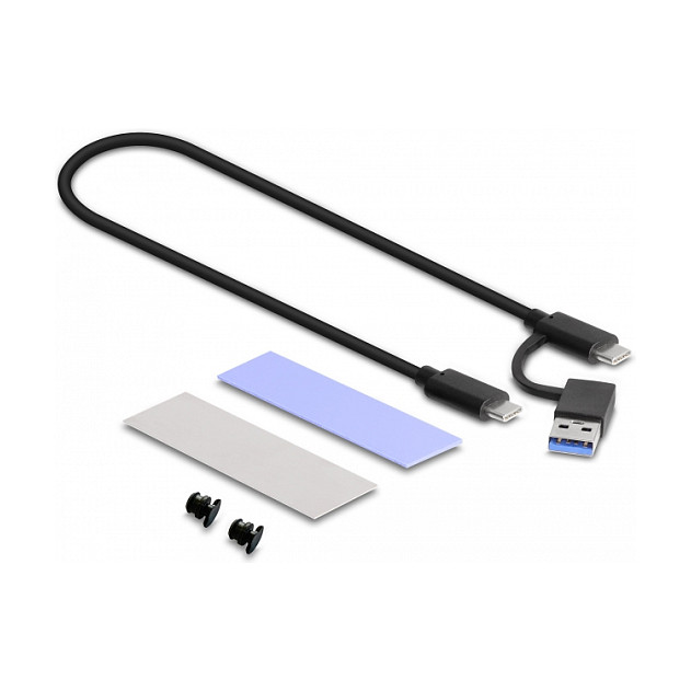 Delock 42019 External M.2 SSD Enclosure / NVMe PCIe + SATA / USB Type-C / 10Gbps / Tool-Free / 2230-2280 - 7