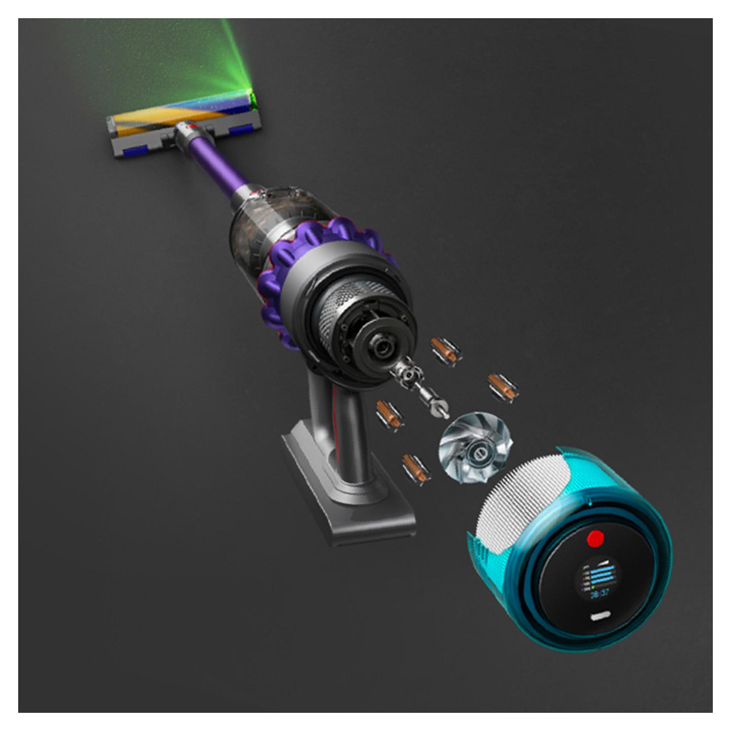 Fshesë me Vakum Dyson Gen5detect / 262AW / 135.000rpm / HEPA / 0.77L / 70min / LCD / Root Cyclone / Click-in Battery – Gri/Vjollcë/Blu - 13