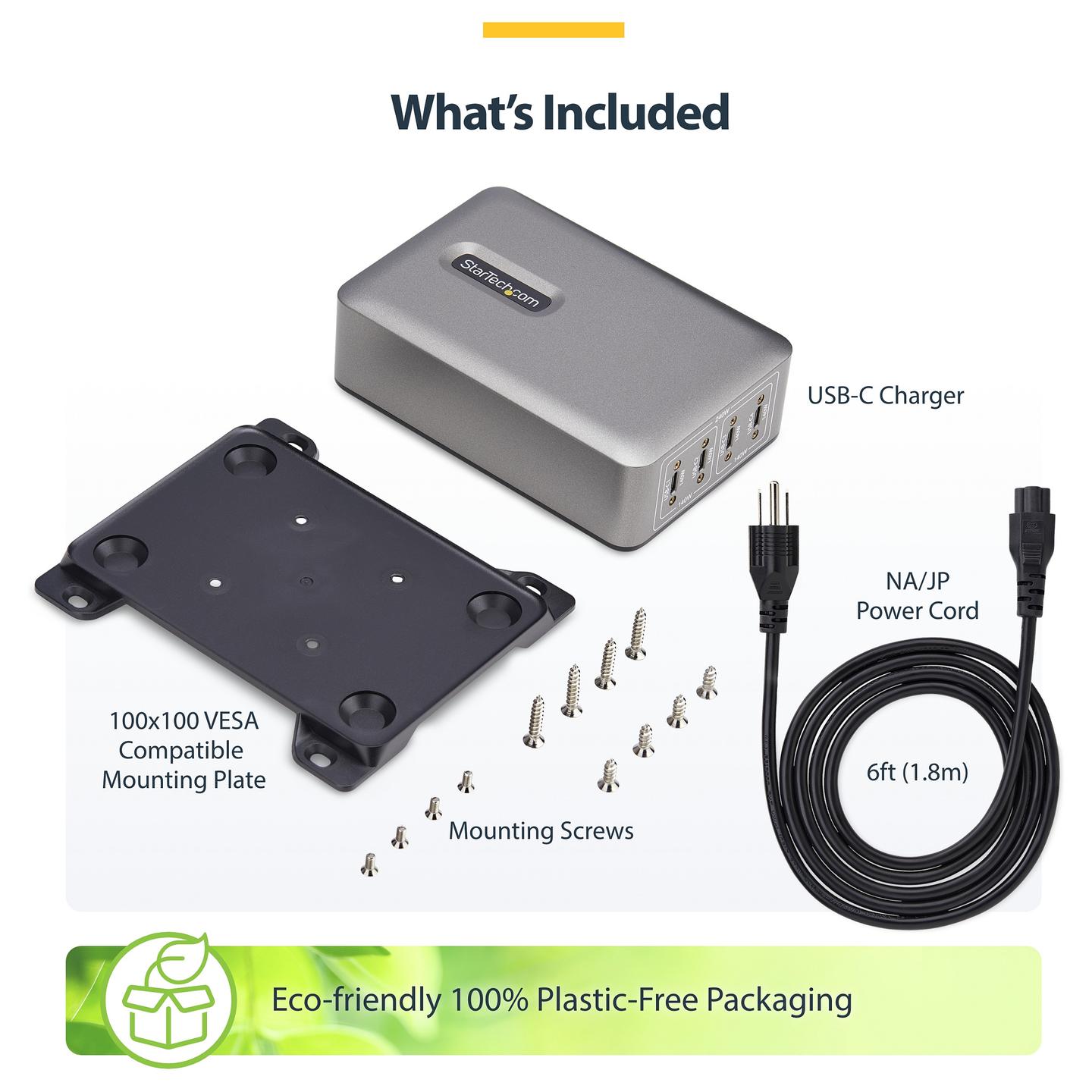 Karikues USB-C StarTech.com 424DEU-USB-C-CHARGER, 240W, 4x USB-C, 140W EPR, Power Delivery 3.1, GaN - Gri - 21