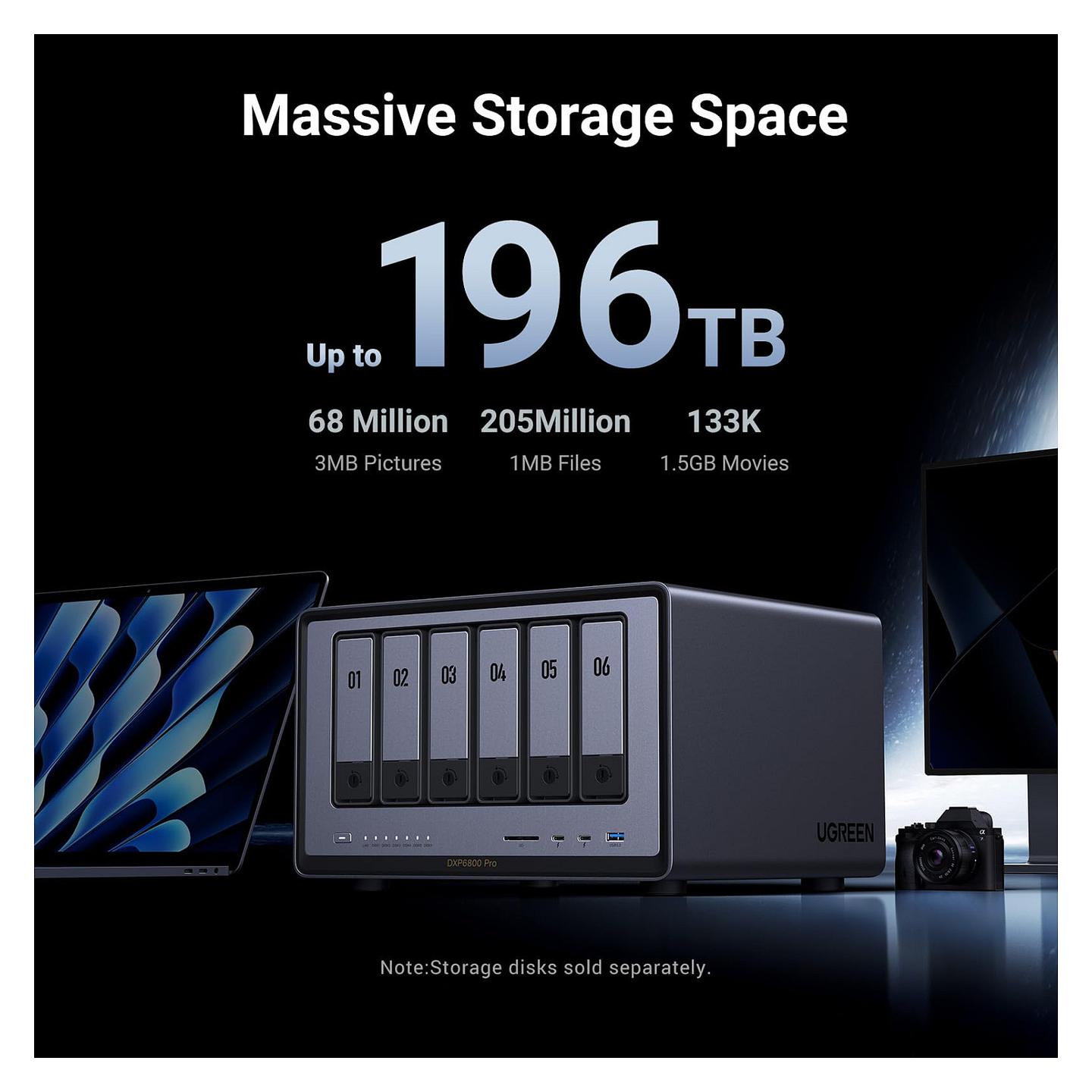 NAS UGREEN NASync DXP6800 Pro, Intel Core i5-1235U, 8GB DDR5, 6 Bay, 2× 10GbE, 2× Thunderbolt 4 - Hiri - 4