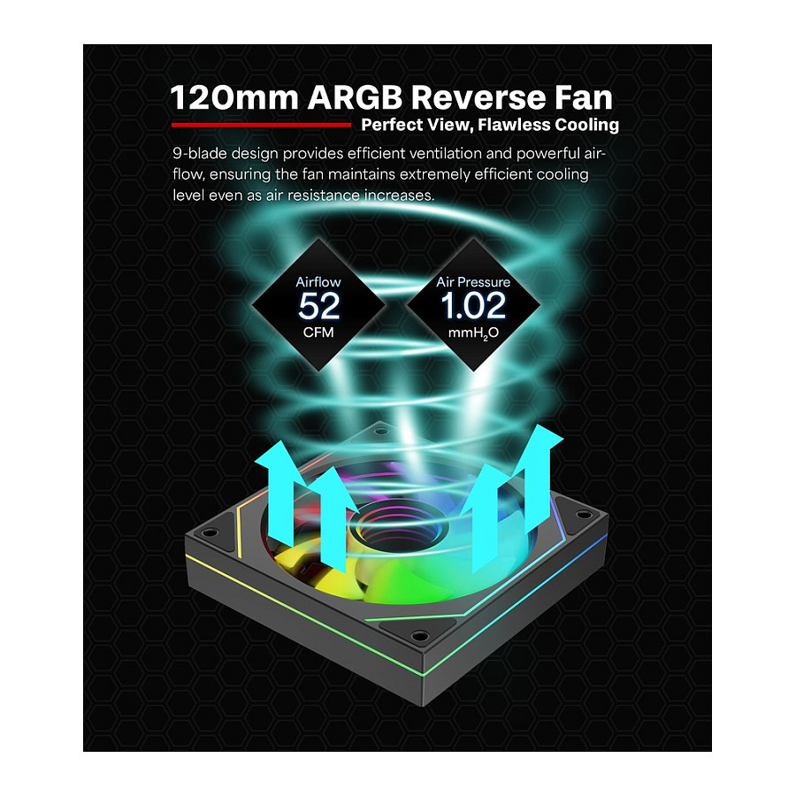 Ftohës për Kasë Xilence Gaming Series XPF120UR.ARGB / 120mm / 500-1800 RPM / ARGB / PWM – Zezë - 8