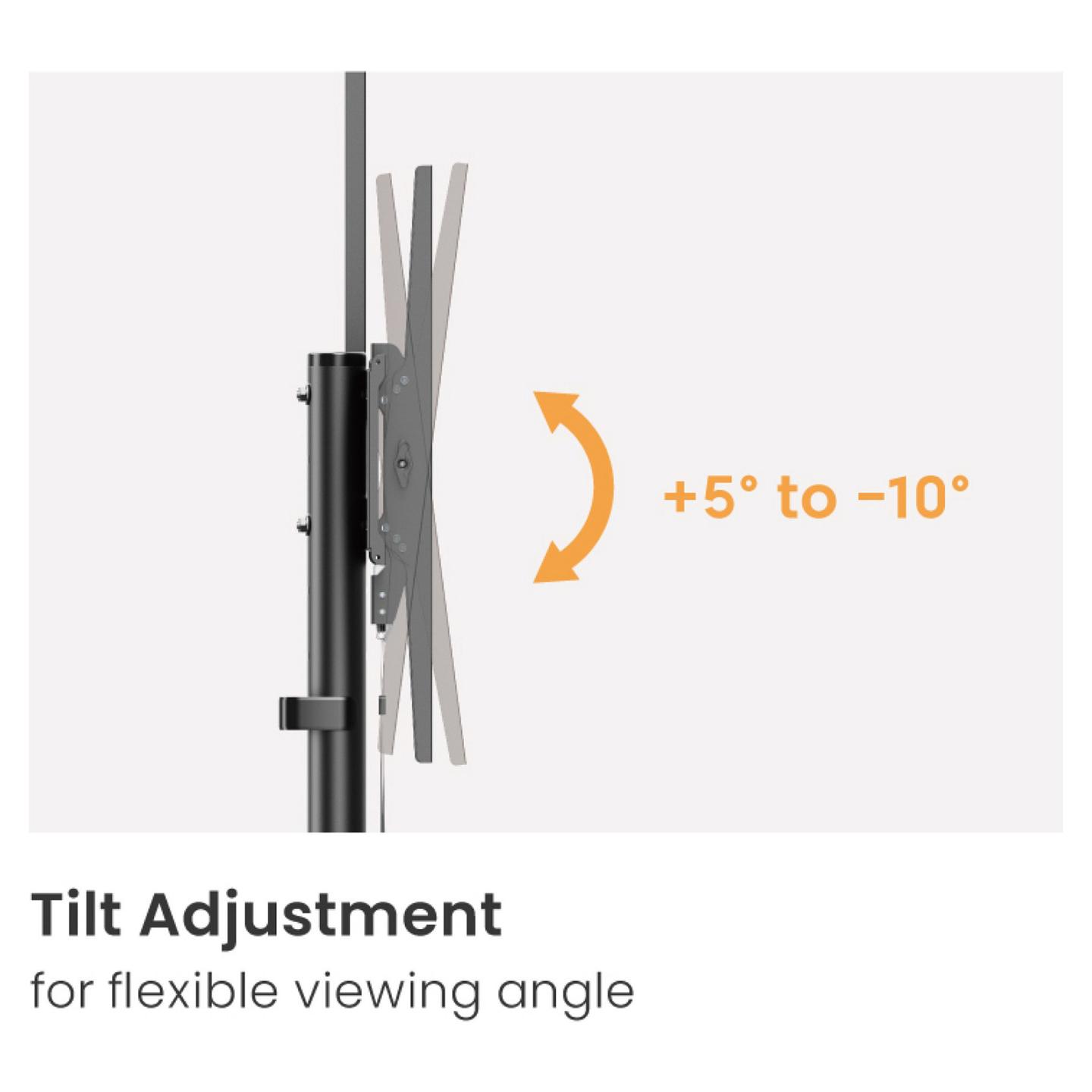 Mbajtëse për TV Equip 650636 , 37–70" , deri 70kg , me rrota , lartësi e rregullueshme , e pjerrët , VESA 100x100–600x400 - Zezë - 7