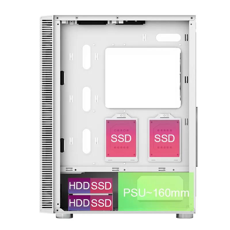 Kasë Montech X3 Glass White / ATX Mid-Tower / 3x140mm RGB (Para) + 2x120mm RGB (Sipër) + 1x120mm RGB (Prapa) / 3xUSB A / Xham i Temperuar – Bardhë - 7