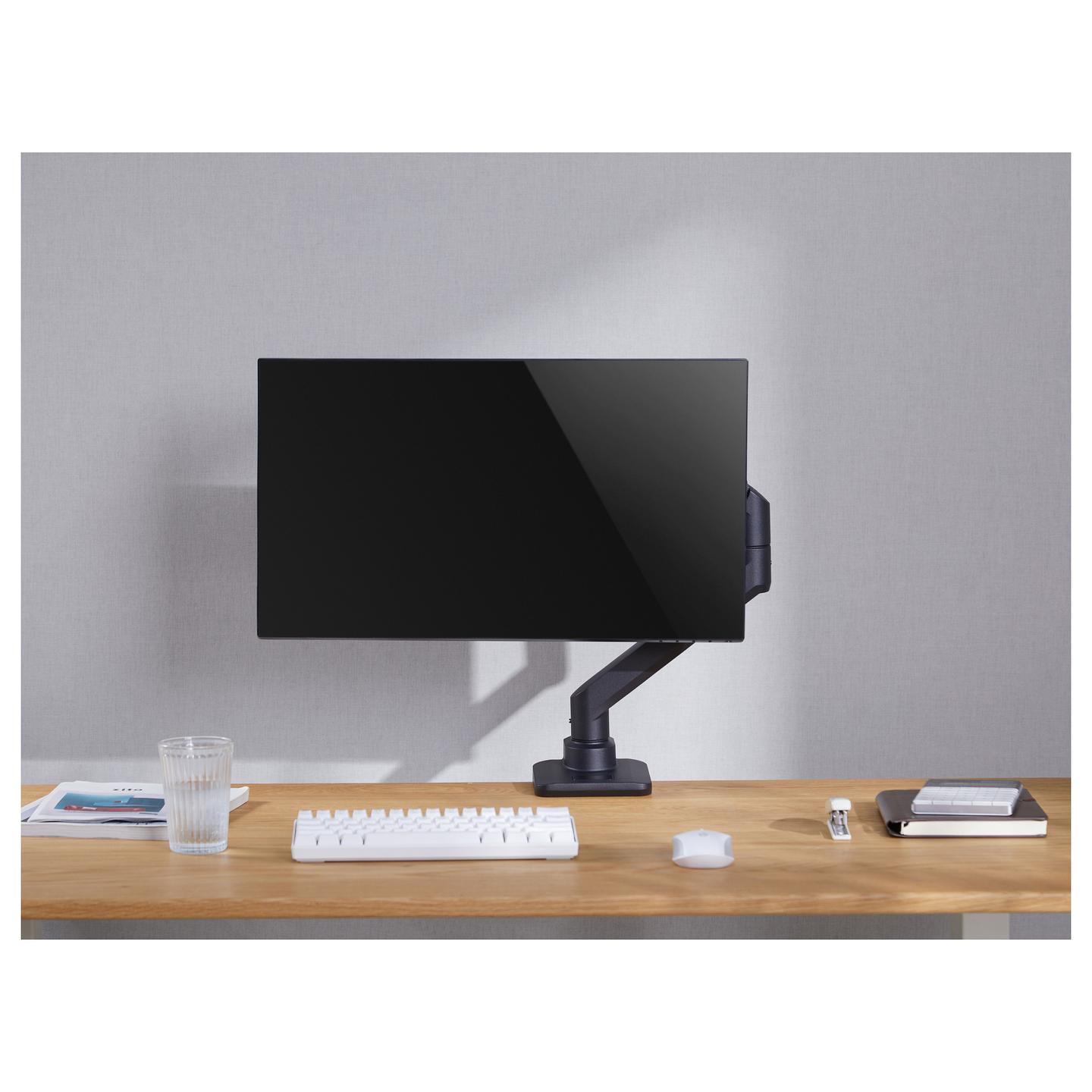 Mbajtëse për Monitor Equip 650180 / 1 Monitor / 17"-49" / 20kg / Gas Spring / Clamp-Grommet / Tilt -20° deri +50° / Swivel ±90° - Zezë - 8