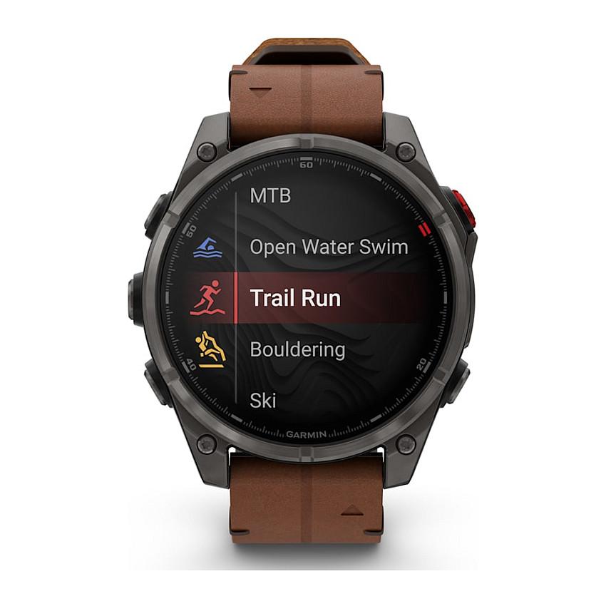 Orë e Mençur Garmin fēnix 8 Pro, 47mm, AMOLED, Sapphire, GPS, LTE, Rrip Lëkure - Kafe - 4