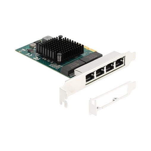 Karta të Rrjetit Delock 88208 / PCIe 2.0 x4 / 4x Gigabit LAN RJ45 / 1000Mbps / Broadcom BCM5719 / Low Profile