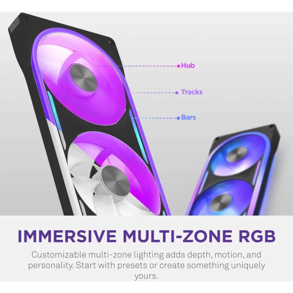 Ftohës për Kasë NZXT F360U Ultra RGB / 3x120mm / 1800 RPM / ARGB PWM – Zezë - 2