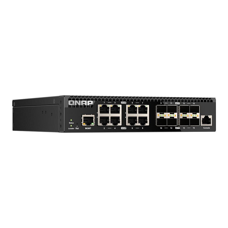 Switch QNAP QSW-M3216R-8S8T, 16 Porta 10GbE, 8x SFP+, 8x RJ45 Multi-Gigabit, Switching Capacity 320Gbps, L2 Managed, Rackmount Half-Width - Zezë - 3