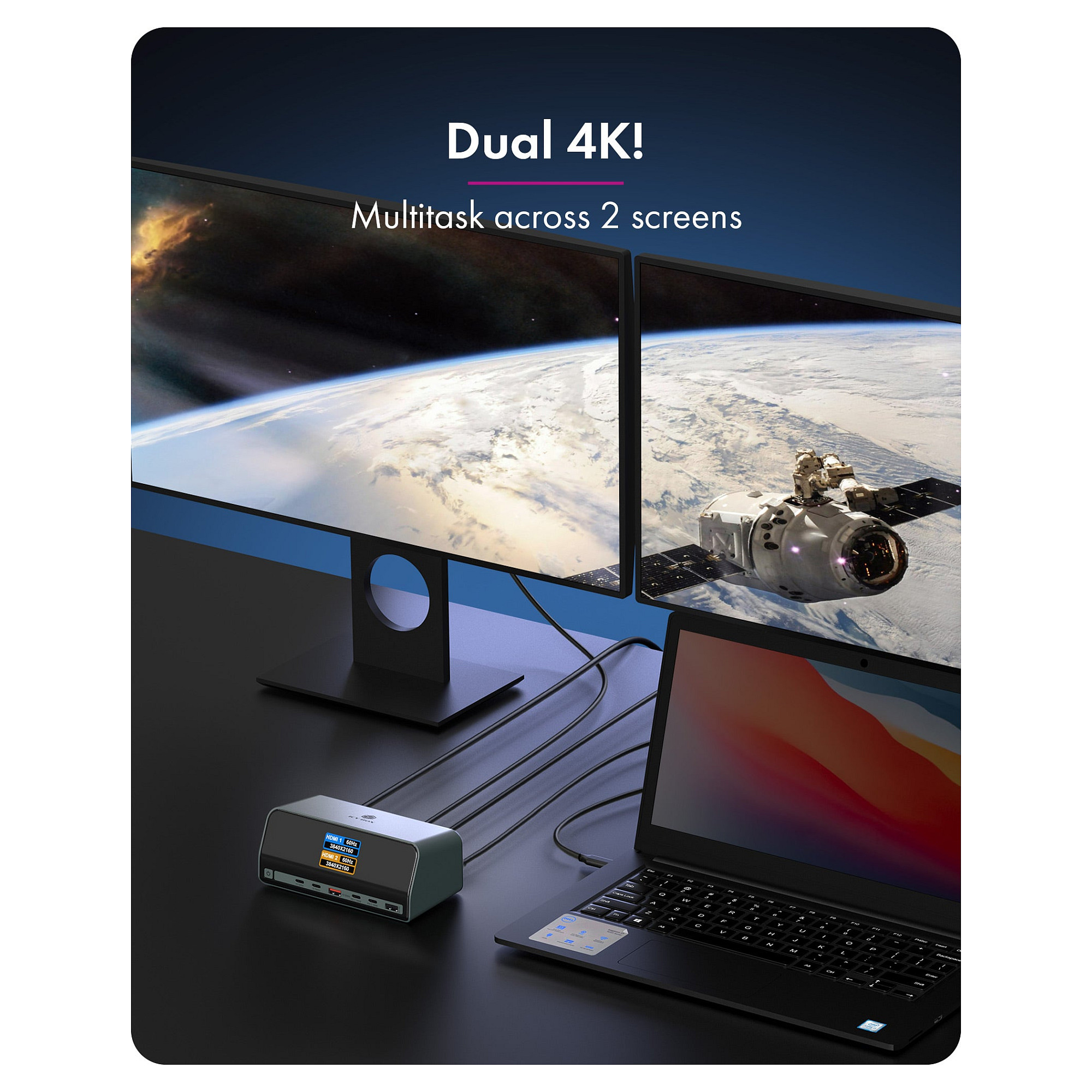 Docking Station ICY BOX Heart Dock 2300 / 3x USB-A / 4x USB-C / 2x HDMI / Gigabit Ethernet / 100W PD / LCD – Zezë - 3