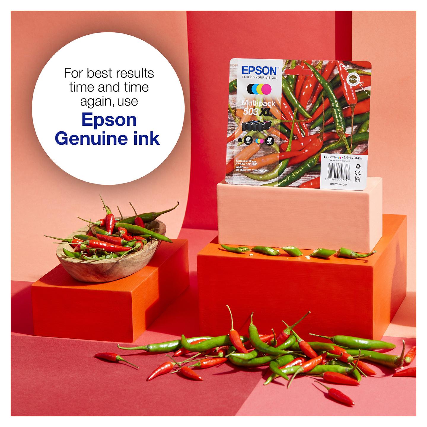 Set boje Epson 503XL Multipack (C13T09R94010), 4 fishekë, Zezë, Blu, Rozë, Verdhë - 10