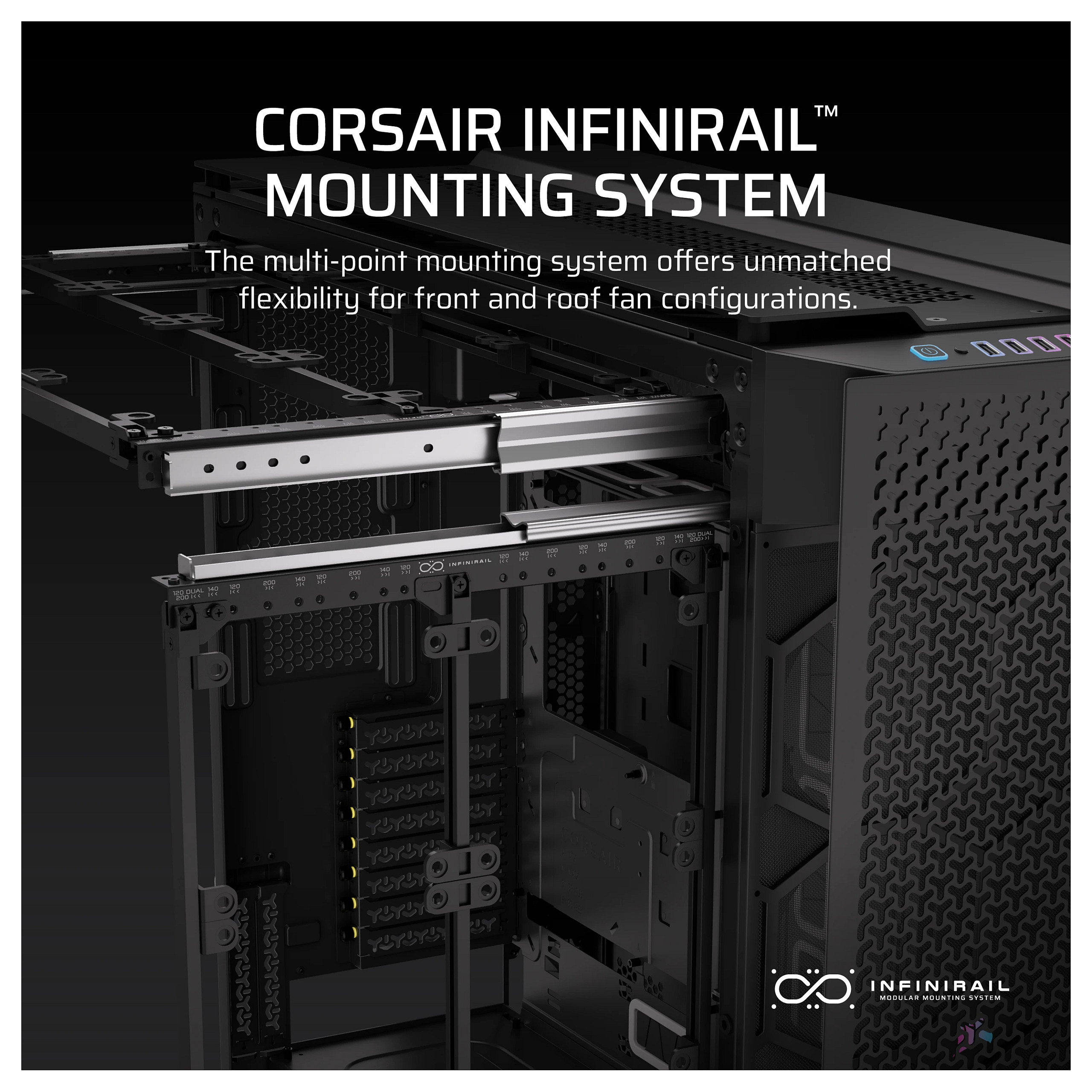 Kasë PC Corsair 9000D RGB AIRFLOW / Super Full Tower / E-ATX + ATX / 18x 120mm Fan Support / Tempered Glass - Zezë - 5