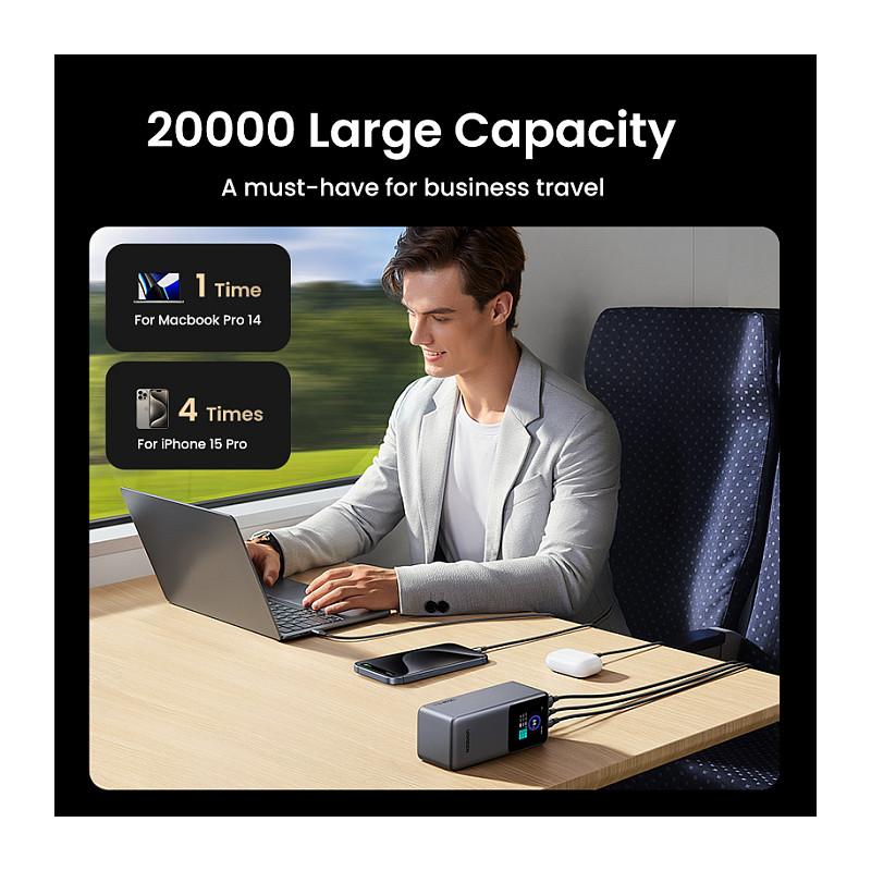 Powerbank UGREEN Nexode PB721 / 20.000mAh / USB-C 100W PD / USB-C 30W / USB-A 22.5W / TFT Display – Gri - 9