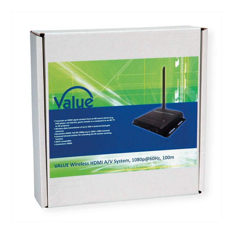 Extender VALUE 14993413, HDMI Wireless, Full HD 1080p@60Hz, 100m, 3D, HDMI In+HDMI Out, IR - Zezë - 4