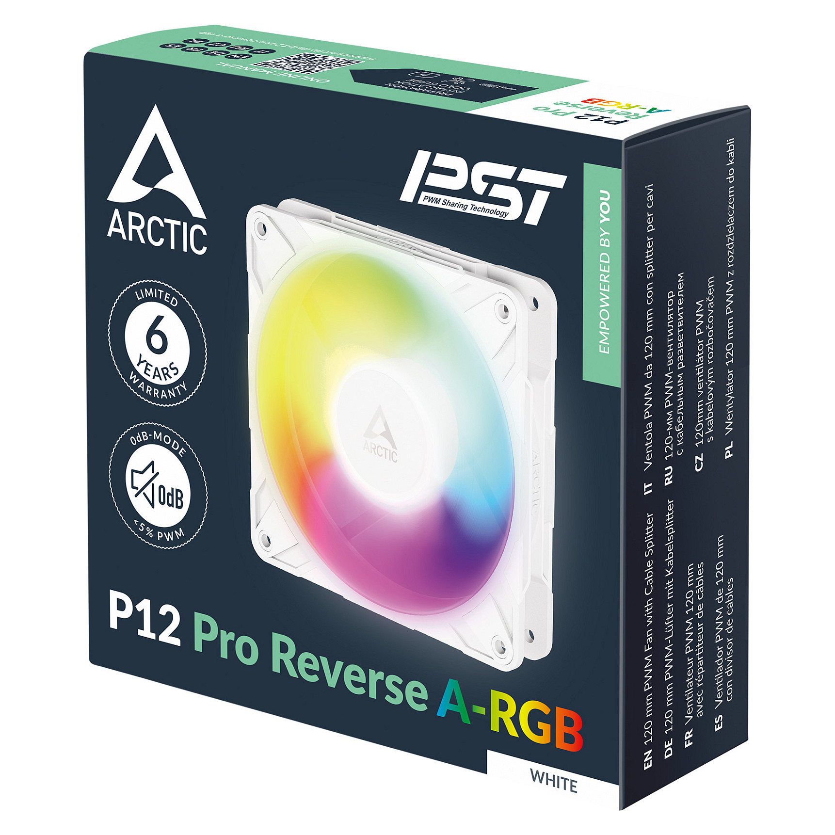 Ftohës për Kasë ARCTIC P12 Pro Reverse / 120mm / 500-3000 RPM / ARGB / PWM – Bardhë - 6