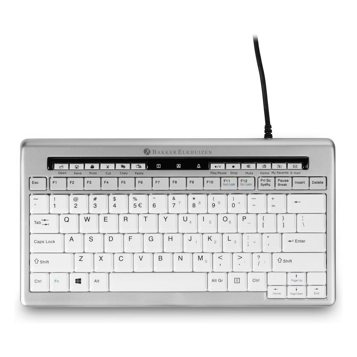 Tastierë me kabllo BakkerElkhuizen S-board 840 / US QWERTY / Scissor / Tenkeyless - Gri e çelët/Bardhë