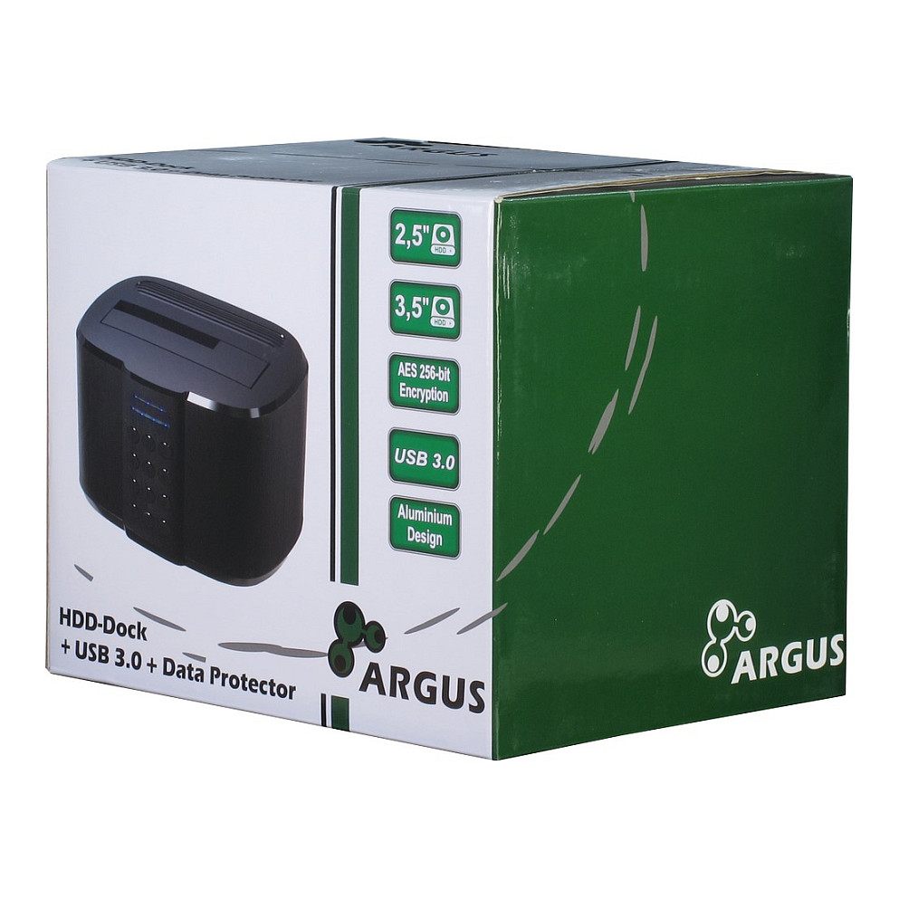 Docking Station për HDD/SSD Inter-Tech Argus GD-PDLK02 / 2.5" & 3.5" / SATA I/II/III / USB 3.0 / AES 256-bit / Tastierë Numerike – Zezë - 7