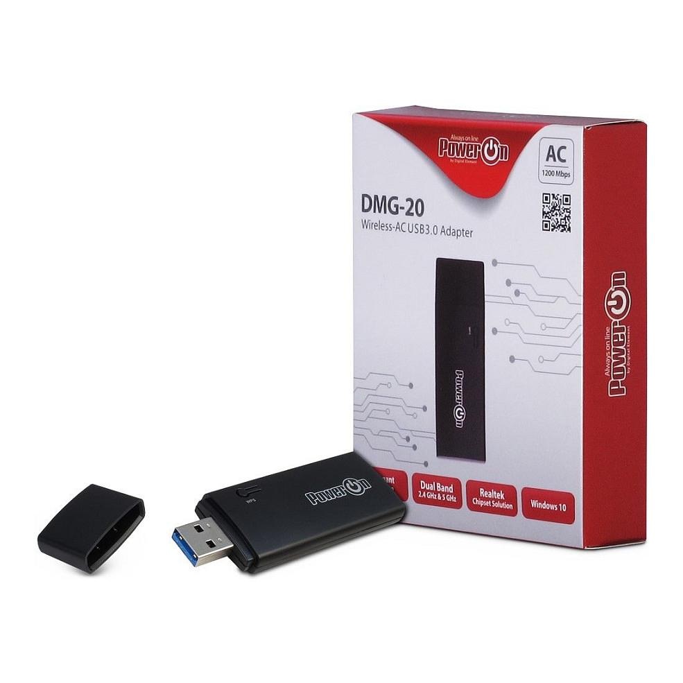 Adapter WLAN USB Inter-Tech DMG-20 / USB 3.0 / 1200Mbps / Dual Band 2.4GHz + 5GHz / Wi-Fi 5 802.11ac / Realtek RTL8812AU