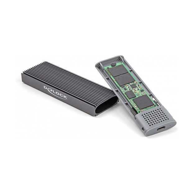 Delock 42019 External M.2 SSD Enclosure / NVMe PCIe + SATA / USB Type-C / 10Gbps / Tool-Free / 2230-2280 - 8