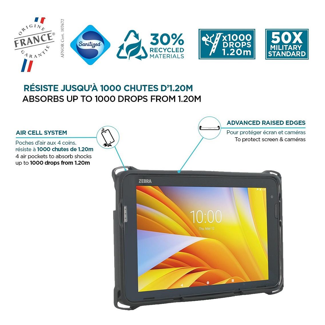 Case për Tablet Mobilis PROTECH / Zebra ET401 10" me Skaner / Mbrojtje 1.2 m / 30% Materiale të Ricikluara - Zezë - 2