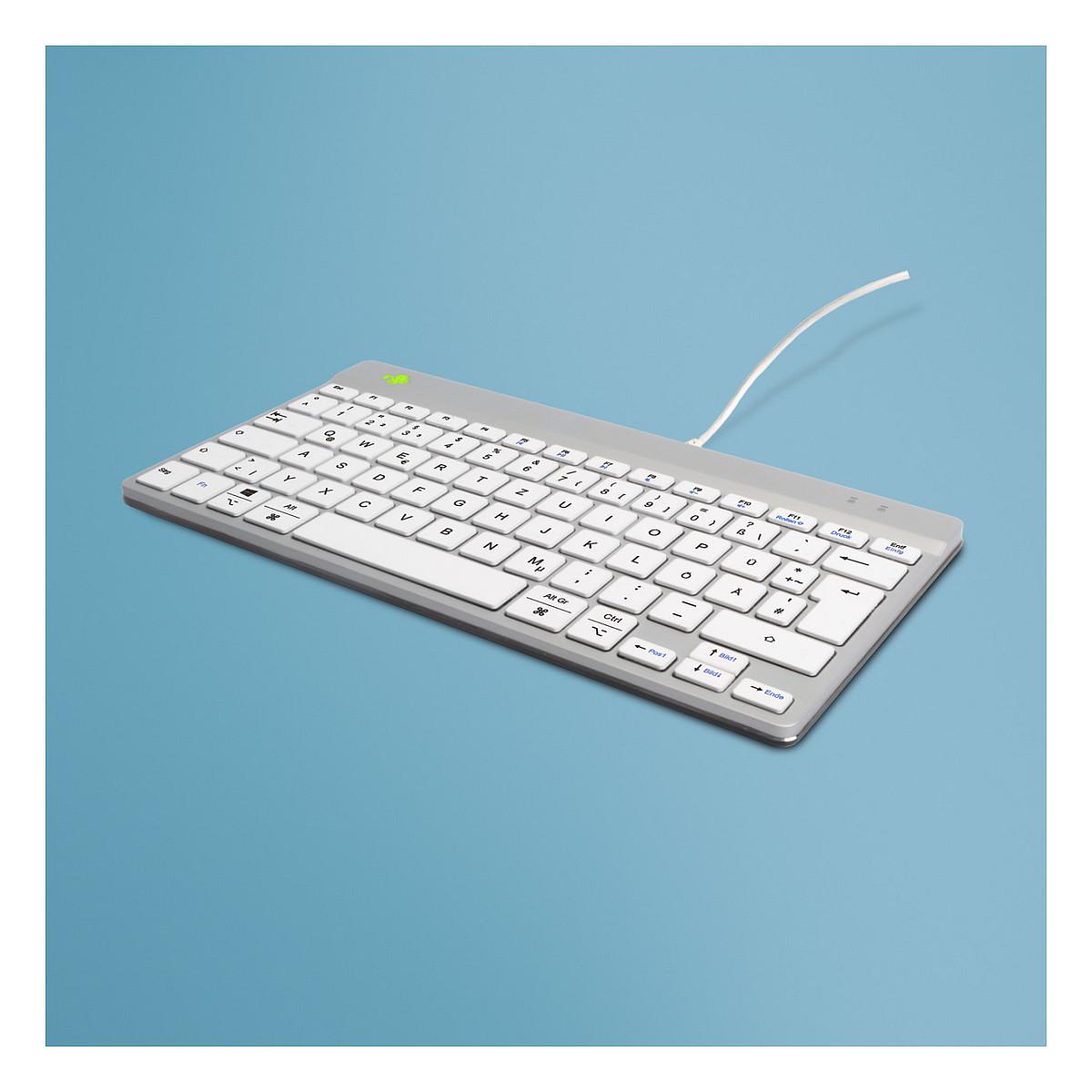 Tastierë me kabllo R-Go Tools R-Go Compact Break / QWERTZ / Scissor / USB / Mini - Bardhë