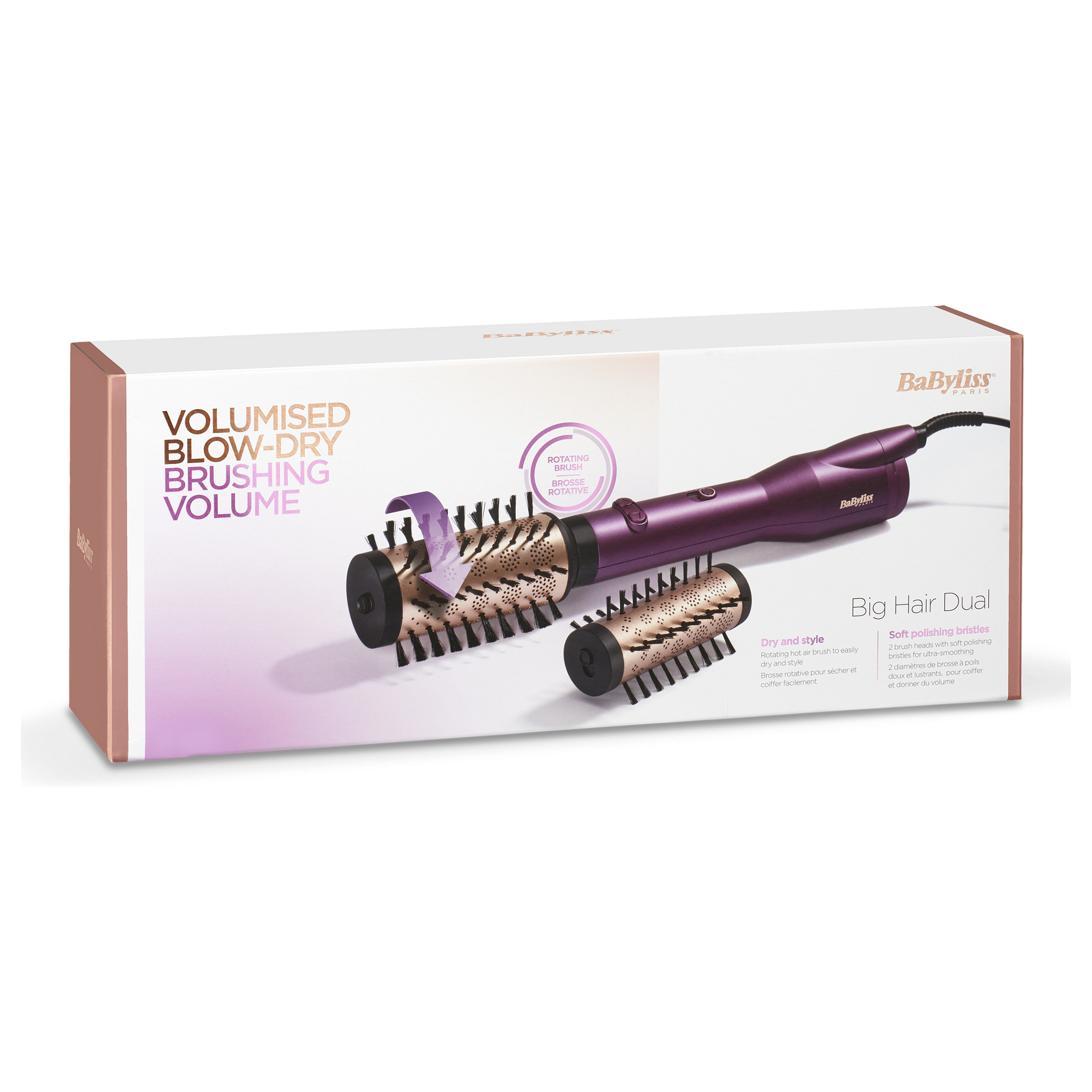 Stiluese për flokë BaByliss Big Hair Dual AS950E / 650W / Ionic / Ceramic / 40–50 mm / 2 Drejtime Rrotullimi – Vjollcë - 8