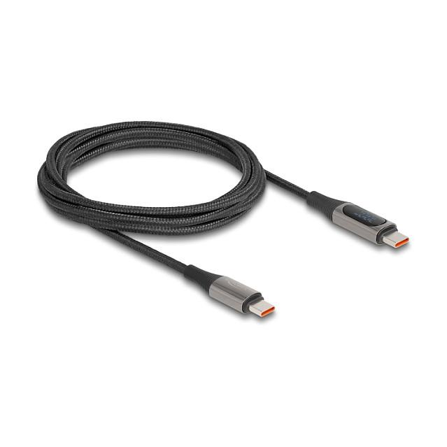 Kabllo USB DeLOCK 86809, USB-C në USB-C, 2m, USB 2.0, PD 100W, 5A, Power Display - Zezë - 2