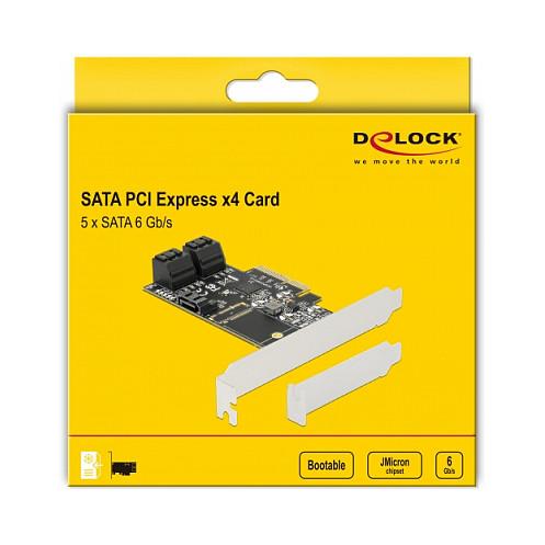 Kartë Zgjerimi PCI Express Delock 90395 / PCIe 3.0 x4 / 5x SATA 6Gbps / JMicron JMB585 / Low Profile - 5