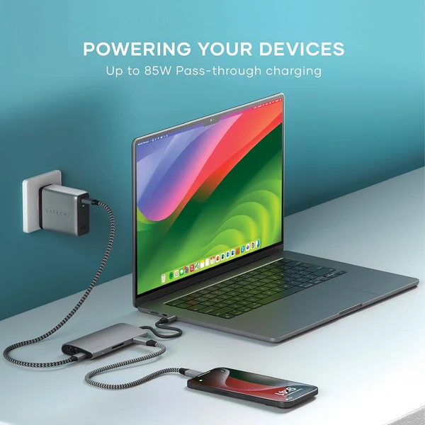 Hub Satechi ST-P8KEM / 4x USB-C / 1x HDMI 8K / Ethernet / SD / 1x USB-C 85W – Hiri - 5
