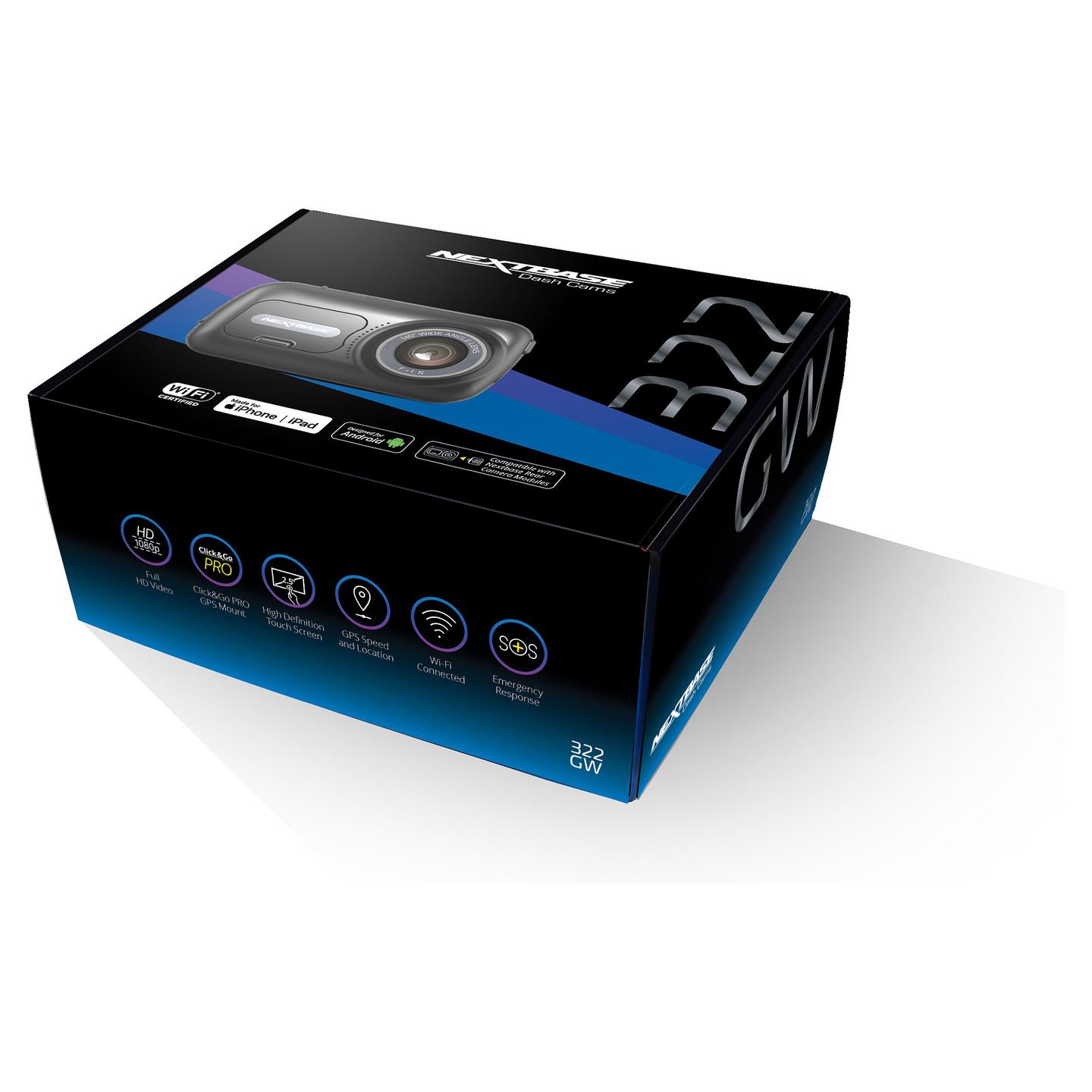 Kamerë për regjistrimin e udhëtimeve (Dashcam) Nextbase 322GW / 1080p 60fps / 140° / Ekran IPS 2.5" / GPS / Wi-Fi / Bluetooth 4.2 / Night Vision / Intelligent Parking Mode - Zezë - 10