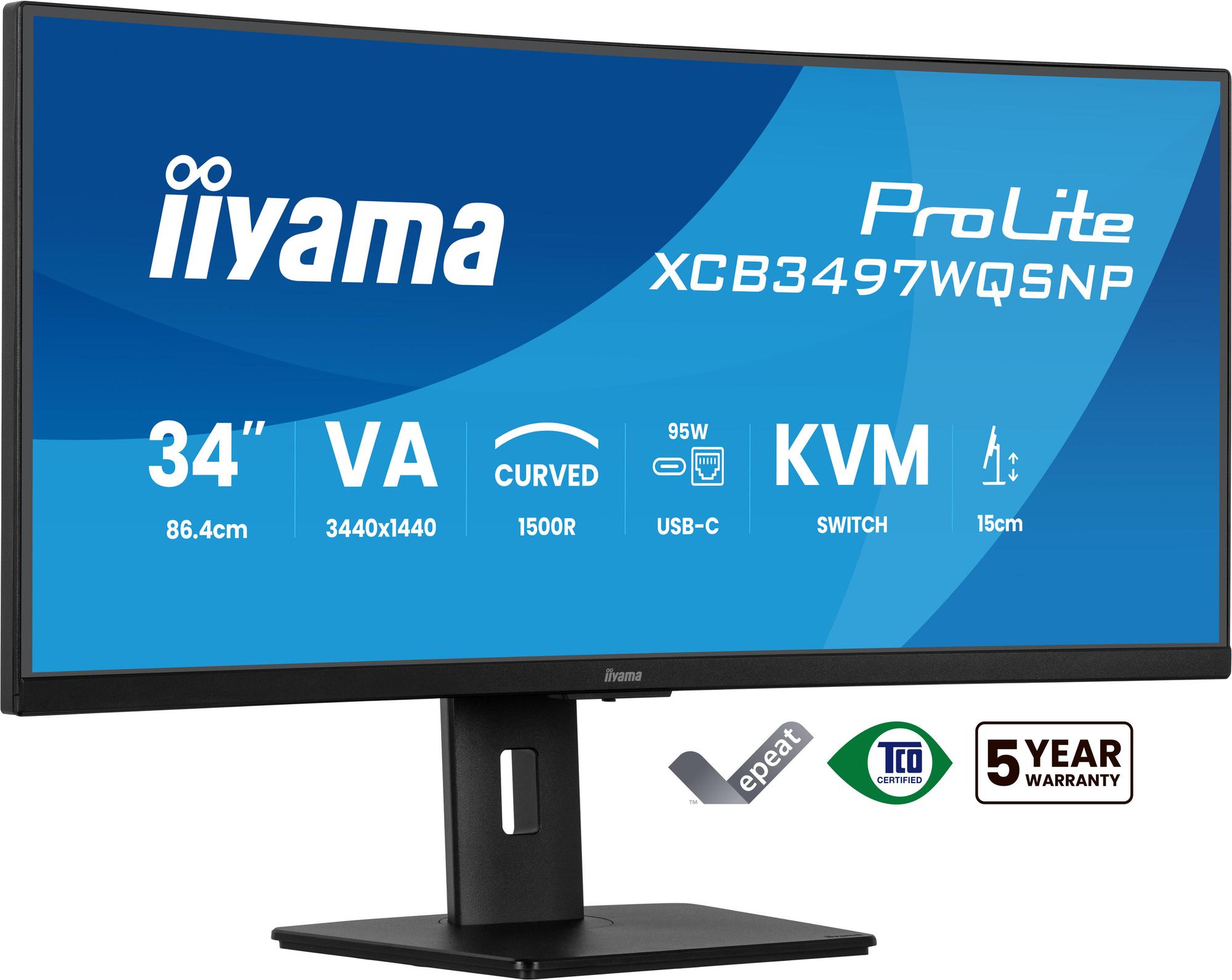 Monitor iiyama ProLite XCB3497WQSNP-B1 / 34" / UWQHD VA Curved / 120Hz / 0.4ms / HDMI+DisplayPort+USB-C - Zezë - 2