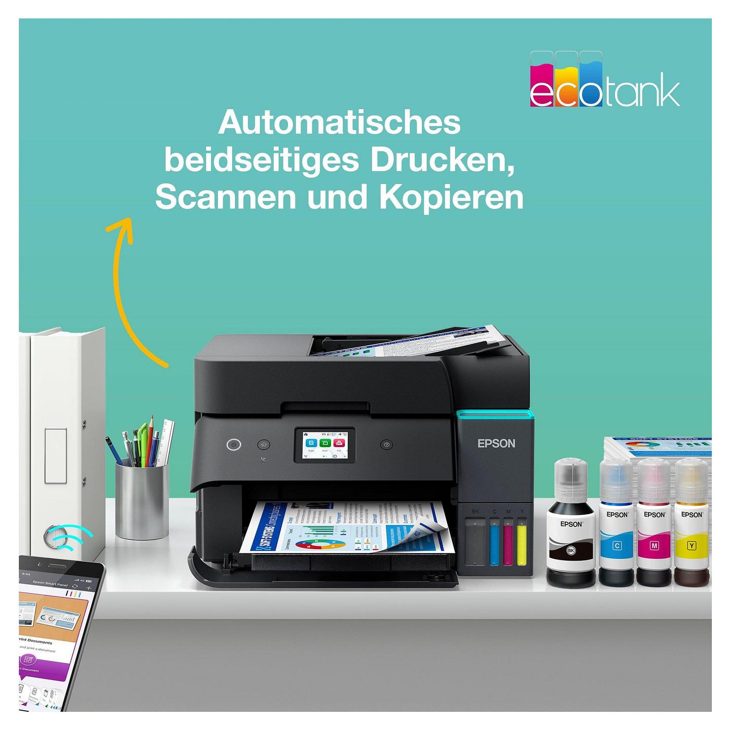 Printer Multifunksional Epson EcoTank ET-4950, Inkjet me Ngjyra, A4, 4800 × 1200 dpi, 35 ppm, Duplex, ADF 30-fletësh, Fax, Wi-Fi, Ethernet - Zezë - 11