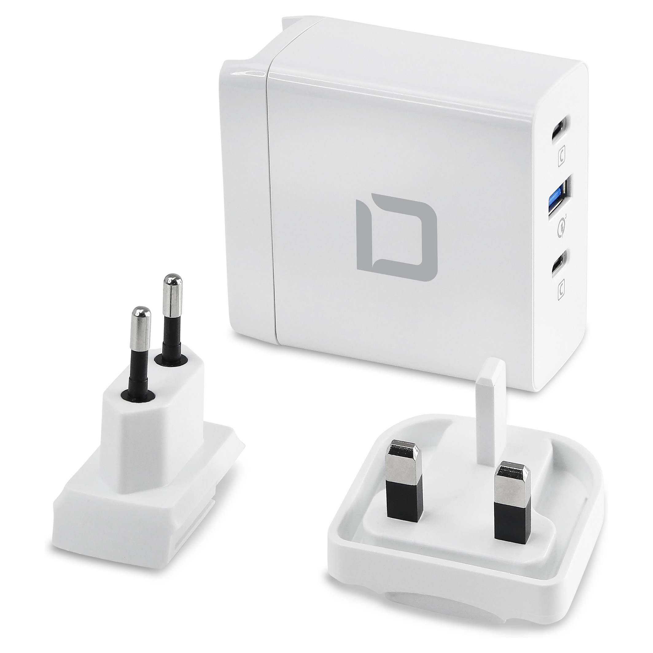 Adapter për Laptop DICOTA D31983 / 100W / GaN / USB-C PD / 2 × USB-C + USB-A - Bardhë - 9