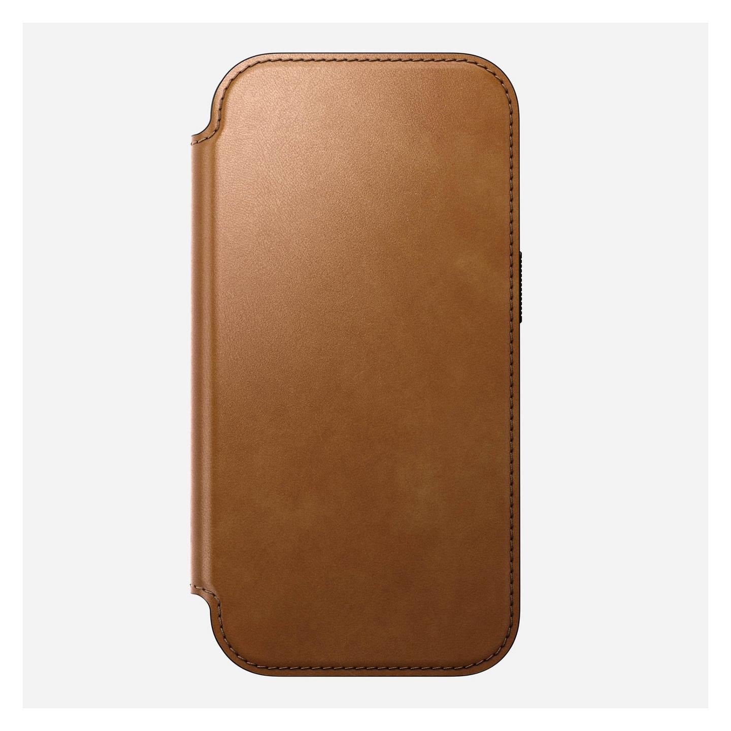 Case për Telefon Nomad Modern Leather Folio, iPhone 17 Pro, Lëkurë, MagSafe, Mbyllje Magnetike, 3 Vende për Karta, Mbrojtje deri 2.4m - Kafe e çelët - 6