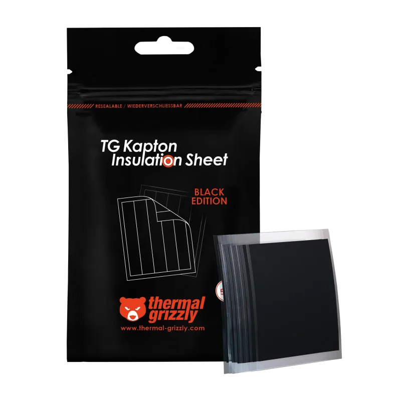 Aksesor për Ftohës Thermal Grizzly Kapton Insulation Sheet Black Edition / 10x60mm / 50pcs - Zezë - 5