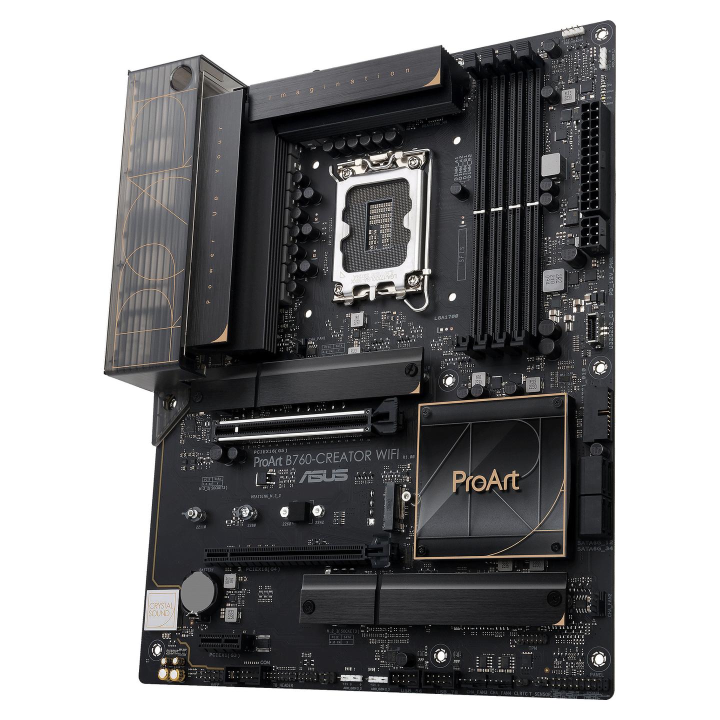Pllakë Amë ASUS ProArt B760-Creator WiFi, LGA1700, B760, DDR5, ATX, 4× DIMM, 3× M.2, Wi-Fi 6, Dual LAN 2.5GbE + Gigabit Ethernet - 6