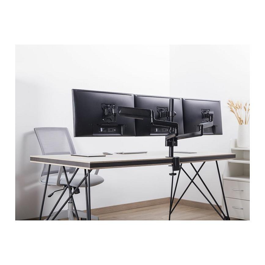 Mbajtëse për Monitor Equip 650134 / 3 Monitorë / 17"-27" / 21kg / Rregullim Lartësie / Gas Spring - Zezë - 6