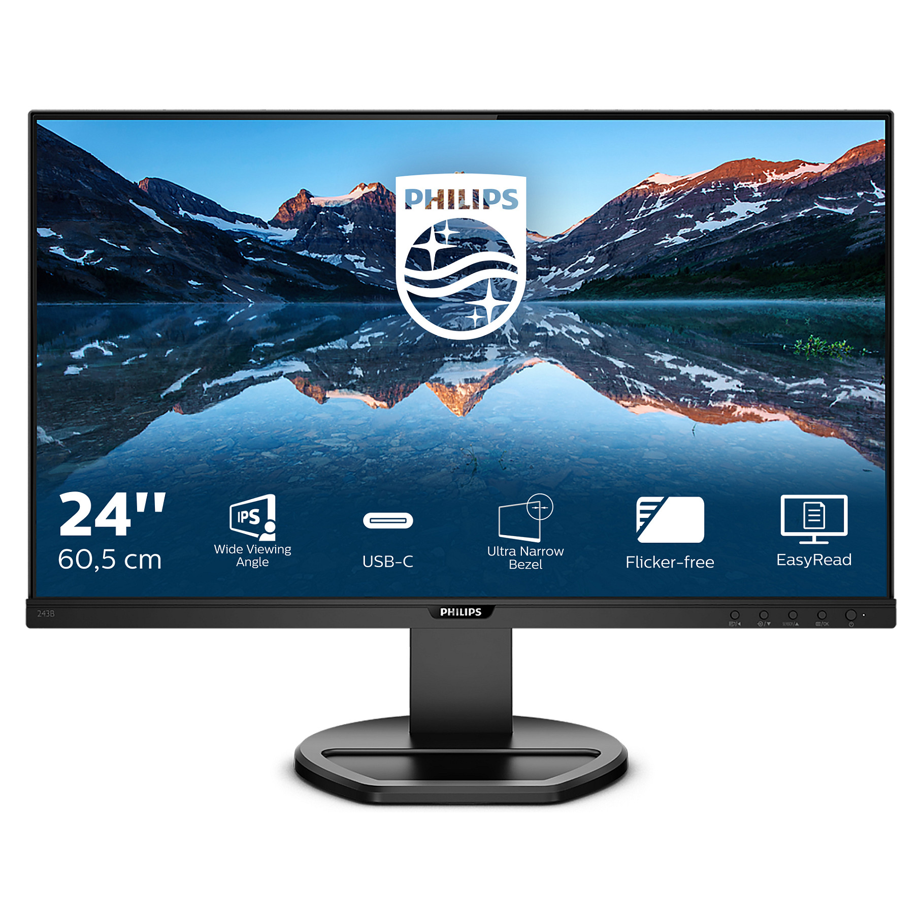 Monitor Philips B Line 243B9 / 23.8" / Full HD IPS / 75Hz / 4ms / HDMI+DisplayPort+USB-C - Zezë - 2