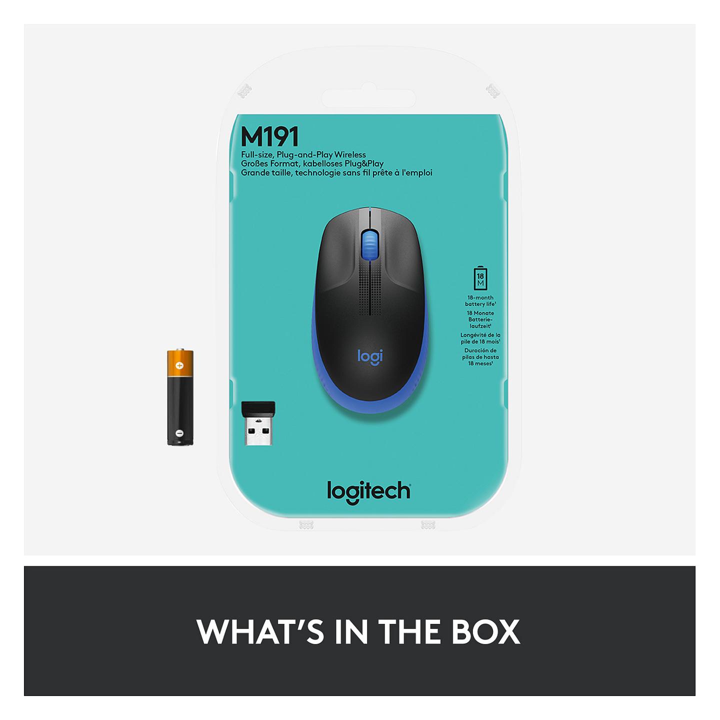 Maus pa kabllo Logitech M190 / 1000 DPI / 3 Butona / 2.4 GHz / USB - Blu - 12