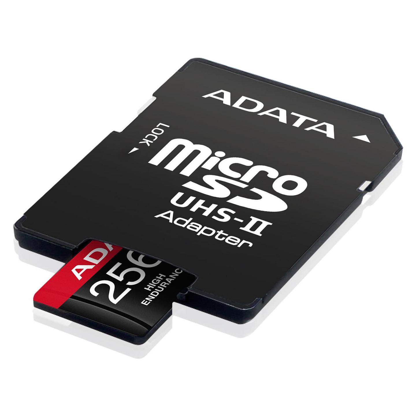 Kartë Memorie ADATA High Endurance, microSDXC, 256GB, UHS-I U3, V30, A2, 100MB/s, me Adapter - Zezë/Kuqe - 4