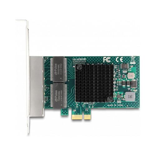 Karta të Rrjetit Delock 88207 / PCIe 2.0 x1 / 4x Gigabit LAN RJ45 / 1000Mbps / Broadcom BCM5719 / Low Profile - 4