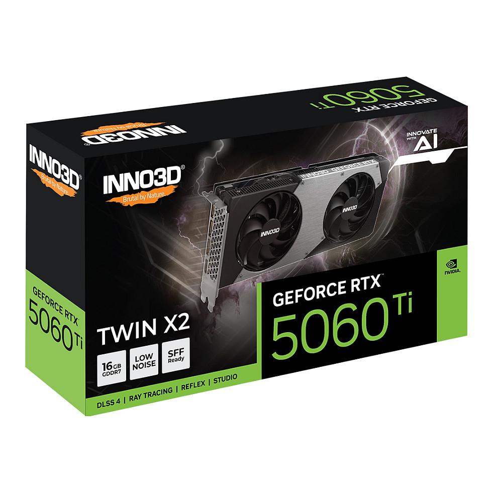 Kartelë Grafike NVIDIA INNO3D GeForce RTX 5060 Ti TWIN X2, 16GB GDDR7, 128-bit, PCIe 5.0 x8, 3xDP 2.1b, HDMI 2.1b - Zezë/Argjend - 2
