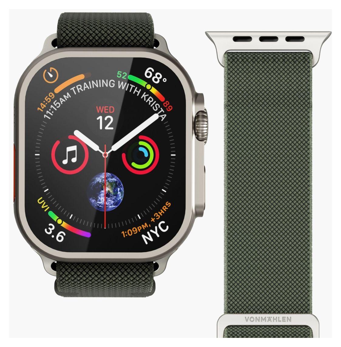 Rrip për ora Apple Watch Vonmählen Classic Nylon Loop, 38mm, 40mm, 41mm - Gjelbër