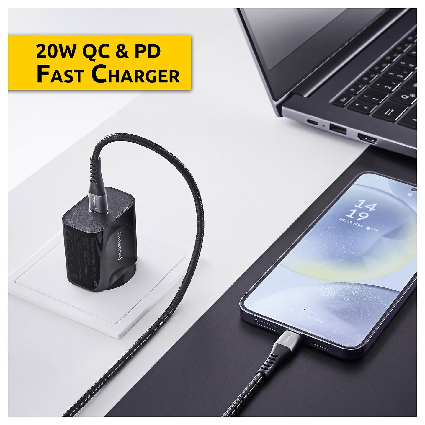 Adapter Intenso W20C / USB-C / 20W / PD 3.0 / PPS / QC 4.0 - Zezë - 3