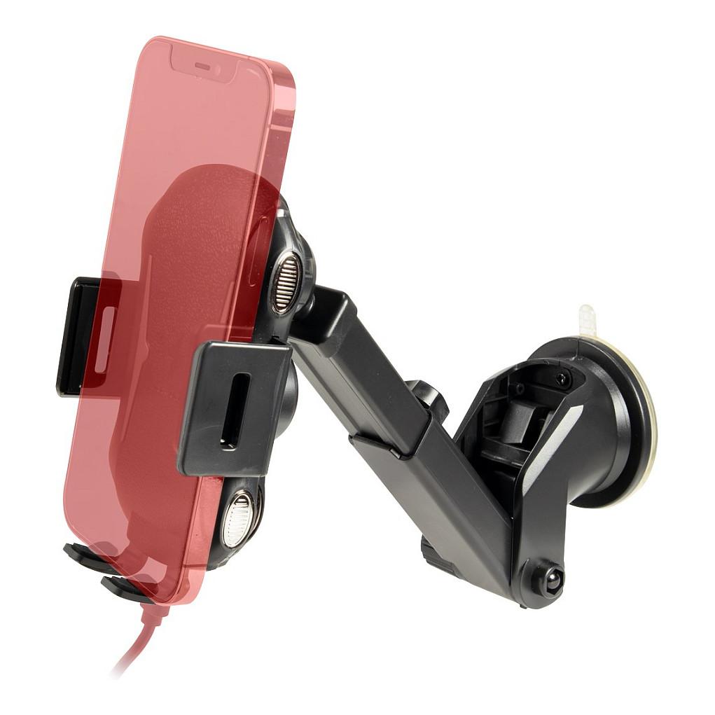 Mbajtëse Telefoni për Veturë Inter-Tech MTH-100 / 10W / Qi Wireless / USB-C / 360° / Automatic Clamp / Air Vent & Windshield - Zezë - 4